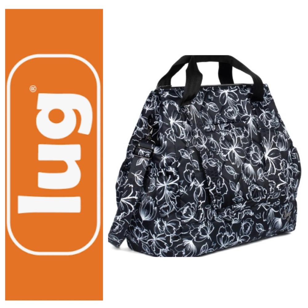 LUG Yacht Carry-All Zip-Top Tote - Outline Floral Black